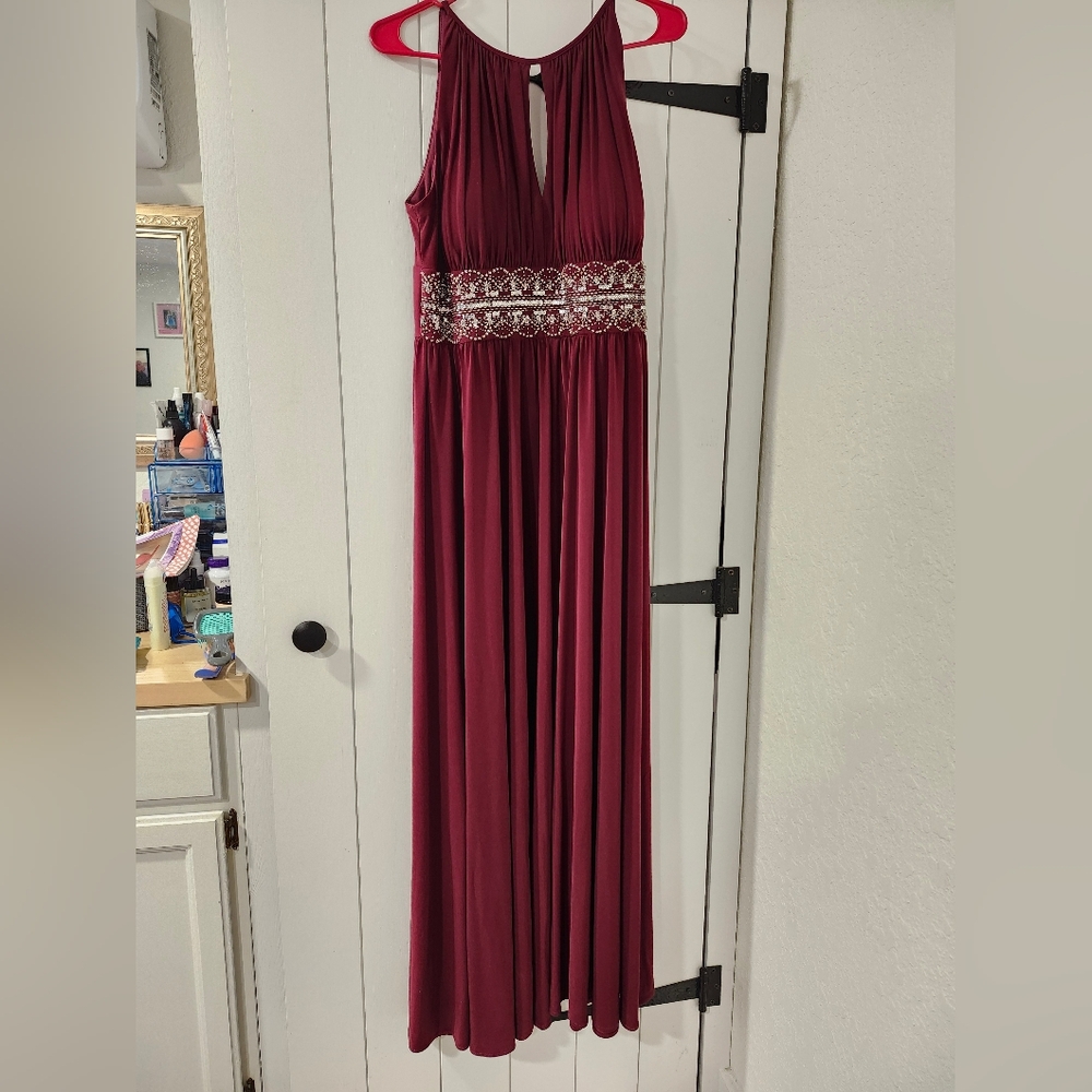Red Halter Top Formal Floor Length Gown